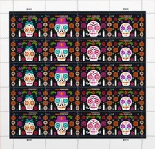USPS Day of The Dead 2021 Forever Stamps - Sheet of 20 Postage Stamps - Back Ord
