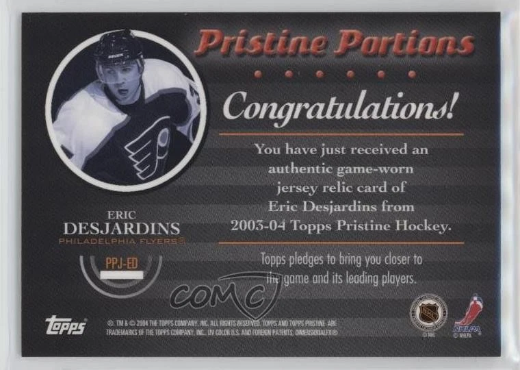 2003-04 Topps Pristine Pristine Portions Jersey Eric Desjardins #PPJ-ED - Image 2 of 2