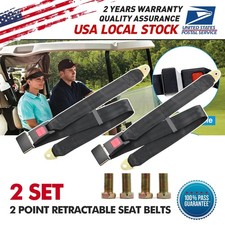 2x Retractable 2 Point Safety Seat Belt Straps Car Vehicle Adjustable Belt Kit