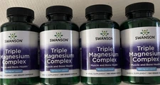 4 Packs, Triple Magnesium Complex 400 Vegan Capsules 400 mg Muscle & Bone Health
