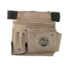  5 Pocket Suede Leather Tool Belt/Bag | Beige | Multipurpose Leather Tool Belt 