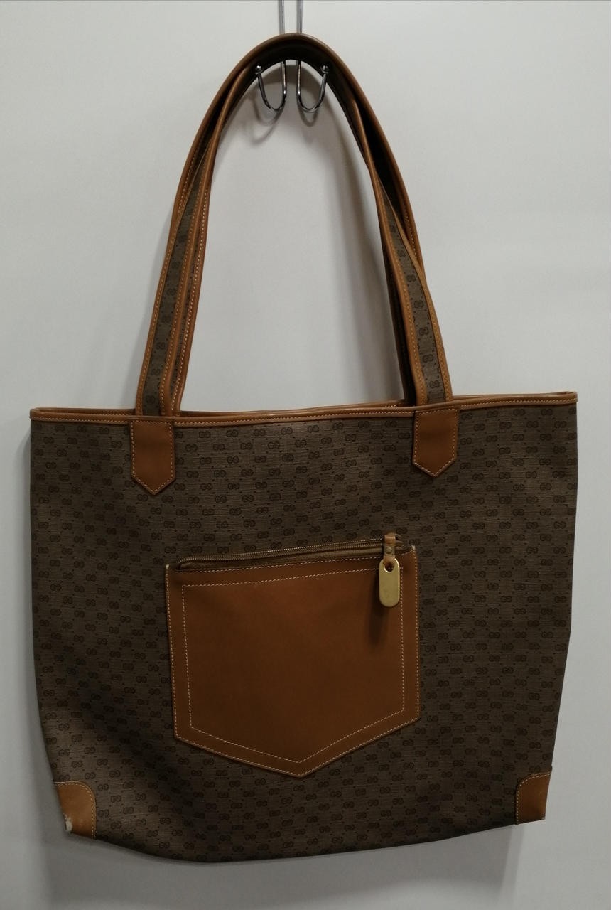 Gucci Y0814 Square Scratches Tote Bag in Leather