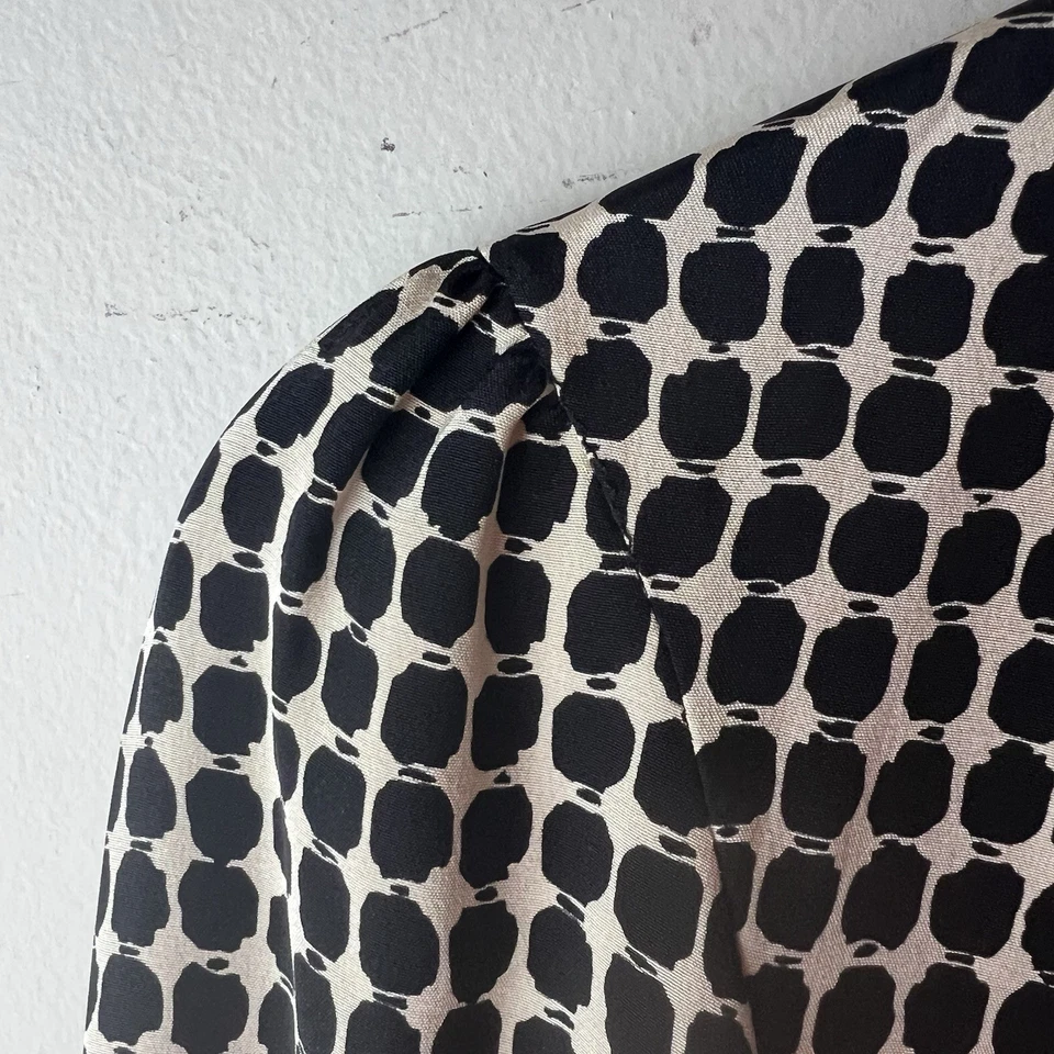 Blusa Top Kate Spade Seda Negra y Marfil Corbata Cuello Lazo Mujer Grande Foto 4 de 4