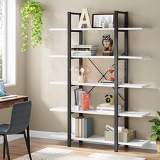 5-Tier Industrial Bookshelf, Open Etagere Bookcase Display Shelf w/ Metal Frame