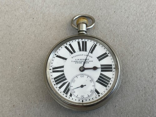 Bushman Lever A B Budgen 9 Adelaide Arcade (Australia )Swiss pocket watch runs - Picture 4 of 7