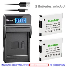 Kastar Battery LCD Charger for Canon NB-11L NB-11LH NB11L NB11LH Battery