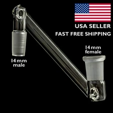 Glass Drop Down Adapter Ash Catcher - 14mm Male to 14mm Female (30 Degrees) USA