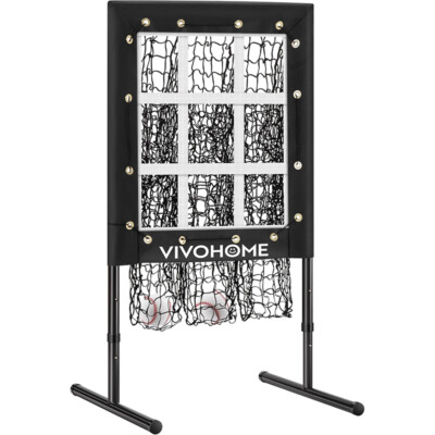 Baseball Pitching Net, 9 Hole Softball Pitching Net with Strike Zone, Carry Bag