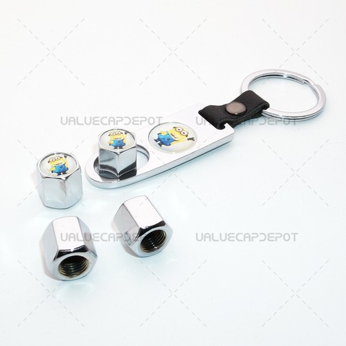 Universal Car Wheel Tire Valve Dust Stems Air Caps Keychain Minions Logo Emblem - Bild 3 von 5