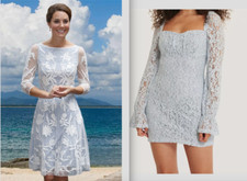 NA-KD NAKD - Light Blue Lace Dress NEW Size L Wedding Y2K Party Kate Middleton