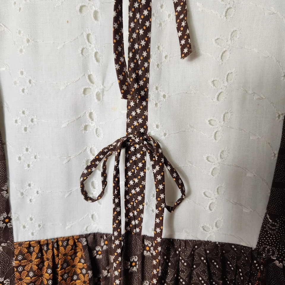 Maxi Vestido Trivia Vintage Años 70 Patchwork Hippie Pradera-Talla M Foto 4 de 4