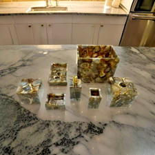 Luxury 7-Piece Agate Bathroom Accessories Set Stylish Elegant Decor