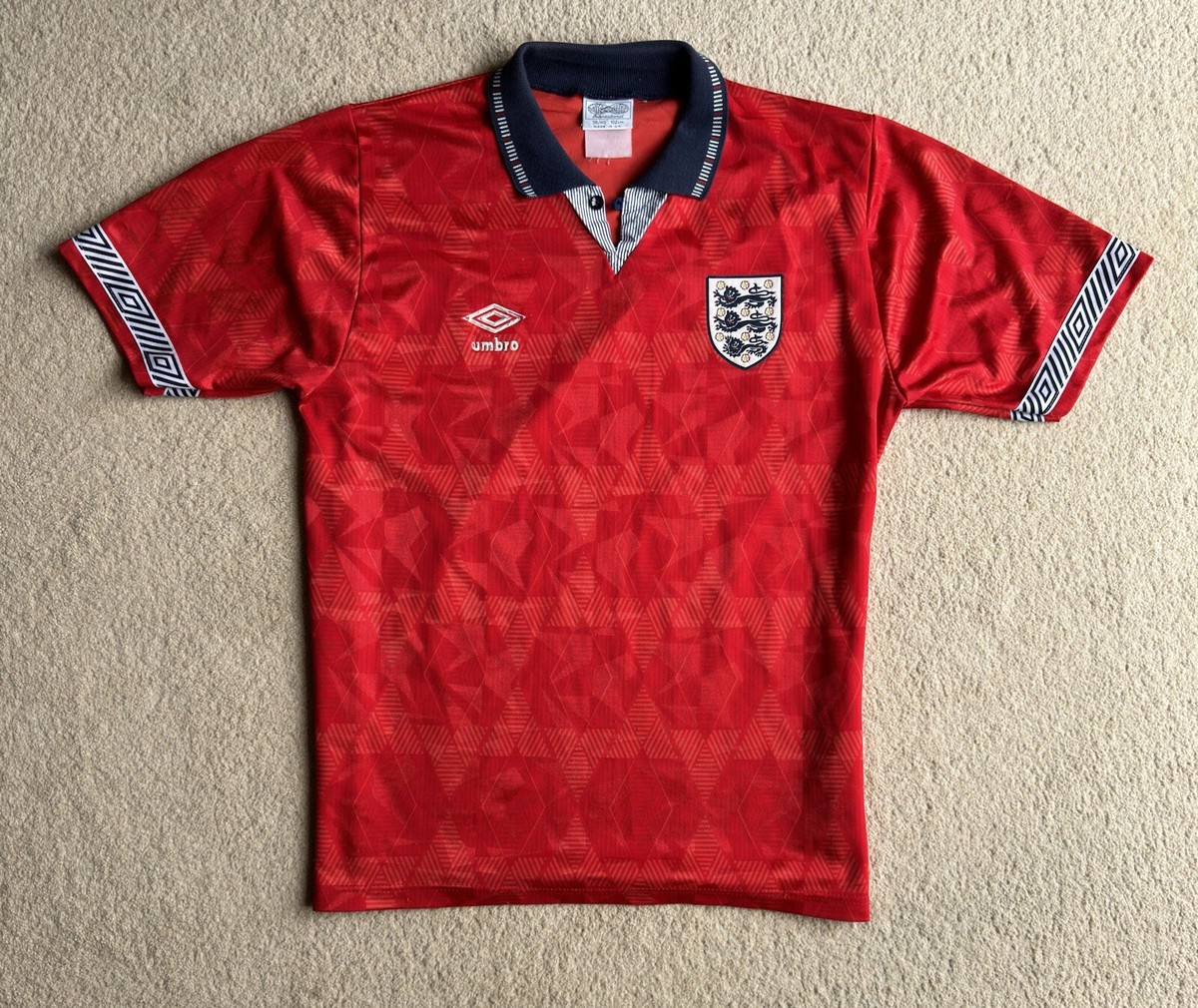 Vintage England 1990-1992 Original Umbro Red 3rd Shirt Medium M