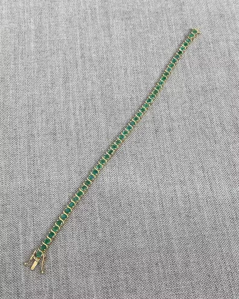 Natural Emerald Bracelet, Tennis Bracelet, Silver Bracelet, Gold Tennis Bracelet - Image 4 of 4