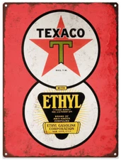 Texaco Ethyl Gasoline Metal Sign Ad Repro Gas Pump Garage Shop 9x12" 60205