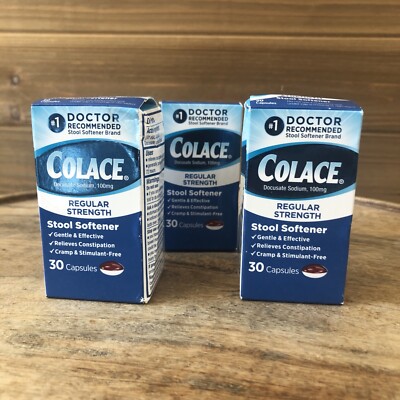 Colace Regular Strength Stool Softener Docusate Sodium 100mg -90 Caps -Exp 12/26