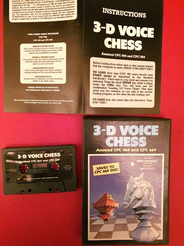 Lot De Jeux AMSTRAD CPC 464 - 3D Voice Chess + 3 Cassettes K7