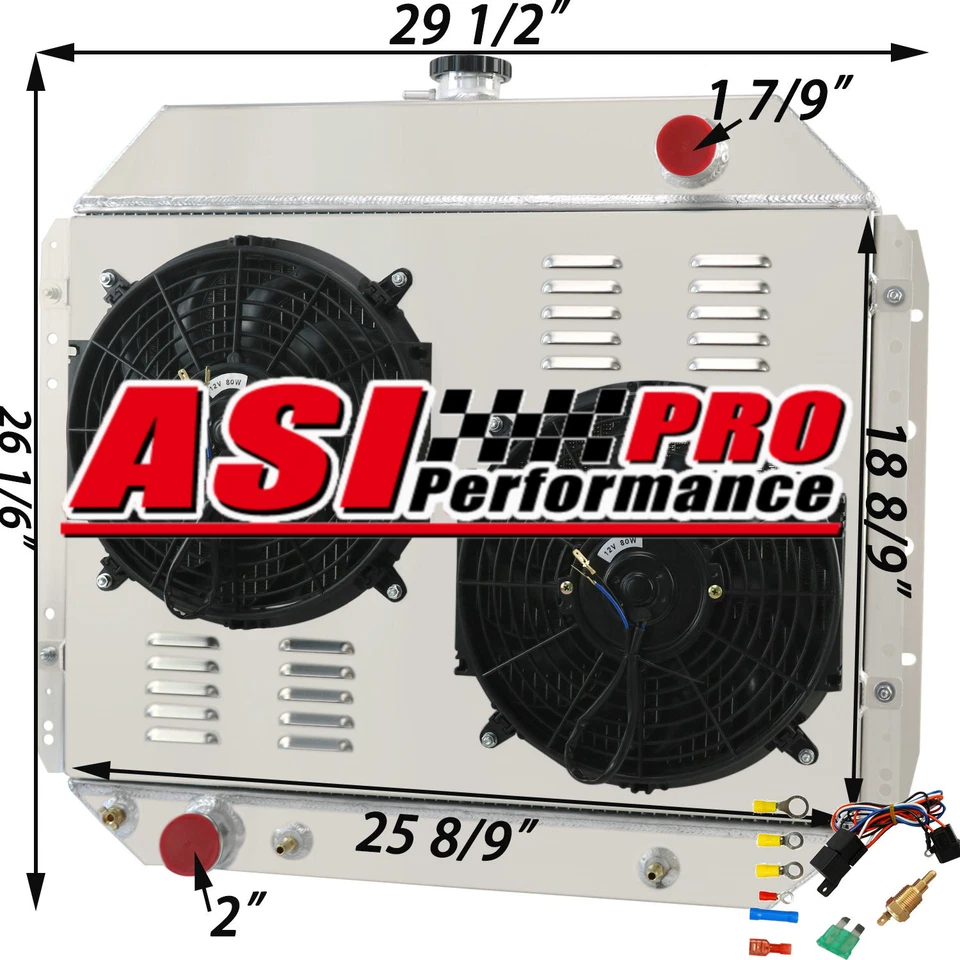 4 ROW Radiator Shroud Fan Relay For 1966-1979 Ford F-Series Bronco Trucks V8 AT - Image 4 of 4