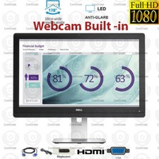 Dell 23 inch 1920 x 1080 FHD LCD HDMI Webcam Monitor with stand and cables