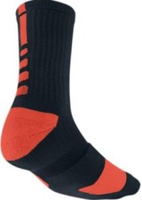 Nike Mens Elite Basketball Crew Men EXTRA LARGE 12-15 BLACK, ORANGE 3694-089
