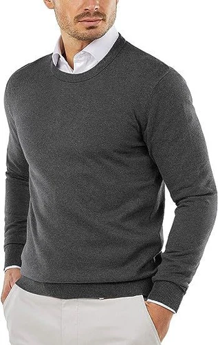 Men Round Neck Sweater Ribbed Knit Slim Fit Casual Long Sleeve Pullover Top - Bild 11 von 32