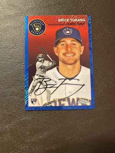 2023 Topps Chrome Platinum Anniversary Brice Turang #8 Blue Shimmer /100 RC