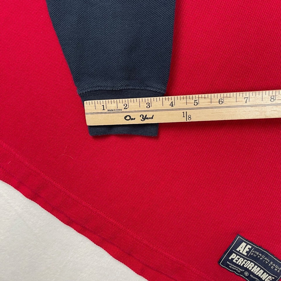 Vintage American Eagle Rugby Shirt Mens Medium Red Blue Heavy Y2K