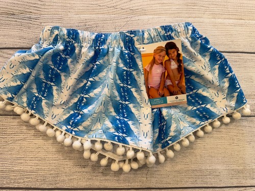 SnapperRock Beach Shorts Kids Youth Girl's 4t New Pom Pom Feather Print Summer - Picture 3 of 4