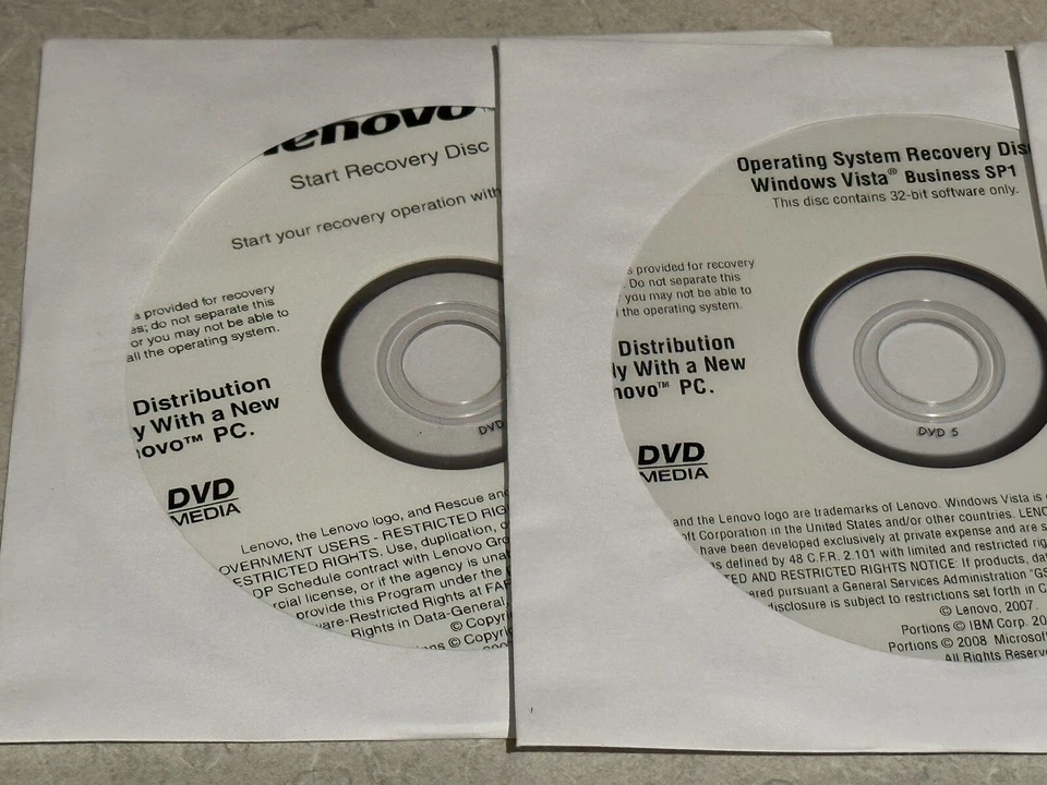 EC. IBM/LENOVO T60/61-R60/61 (Lenovo + VISTA SP1 + Extra) - 32Bit Restore Disks - Image 2 of 4