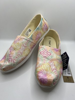 TOMS Alpargata Tie Dye Slip On Women s Size 6.5 Multi Pink White Flats 10017813