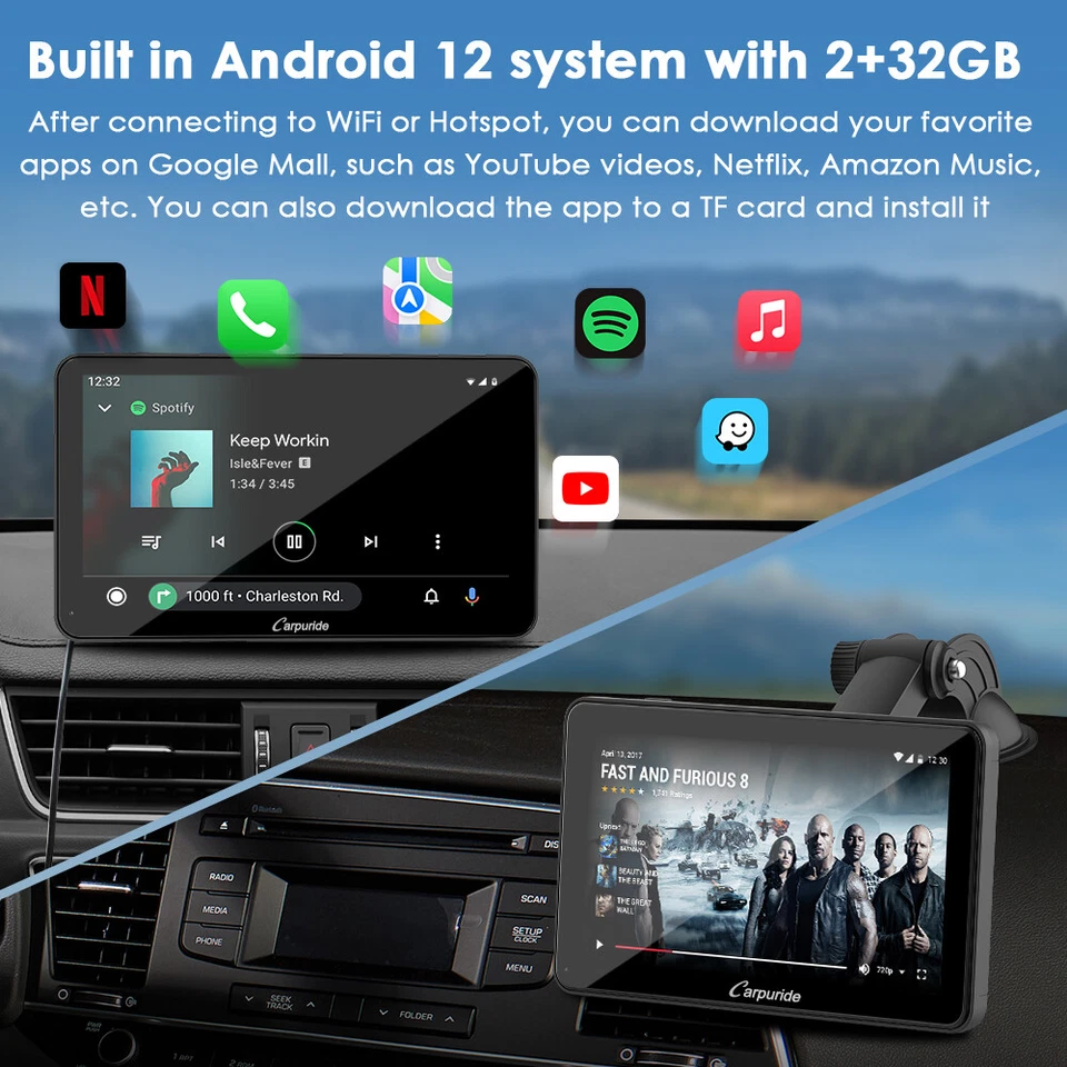 Carpuride W701Plus 4+64G RAM Auto-Entertainment-System mit CarPlay Android 12 - Bild 4 von 4