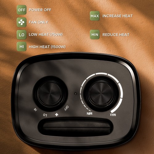 Auseo Space Heater 1500W/750W ETL Certified Ceramic Small with Thermostat 9 in - Picture 3 of 7
