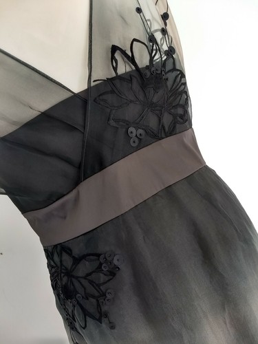 BNWT Coast 100% Silk Midi Black Nude Angela Sheer Dress Size 14 Wedding RRP £160 - Picture 7 of 12