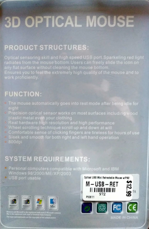 3D 800 DPI LED USB 2 Mini Optical Mouse for Laptop Notebook computer PC MT - Image 3 of 4