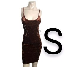 🆕Brown Velvet Cami Bodycon Mini Dress~Size S