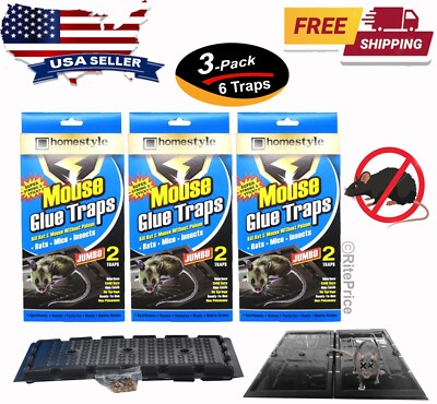 Jumbo 6 Traps (3 Pack) Mouse Traps Glue Non Toxic Super Sticky Board Rat traps