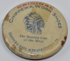 Vintage Chippewa Falls WI Work Shoes Native Indian Advertising Pocket Mirror
