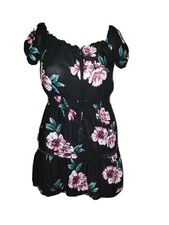 Rue 21 Black Floral Dress Size Small Pullover Peasant Style Jrs Women RUE