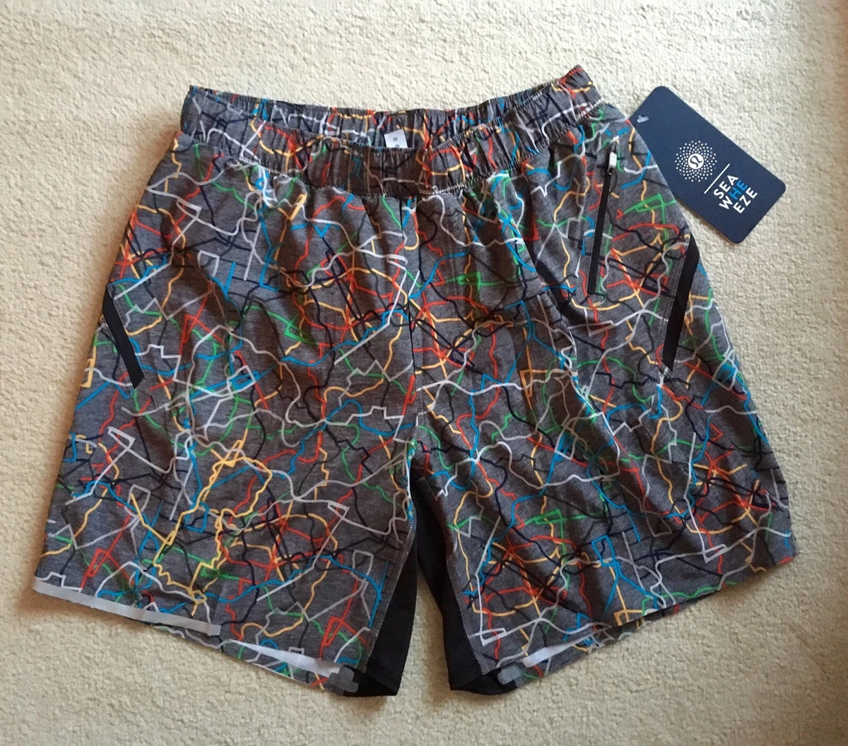 Lululemon Seawheeze Mens Surge Short 7” Liner RSKP M Electric RARE