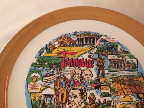 Tennessee Souvenir State Plate Vintage 9 1/8" Gold - Picture 2 of 4