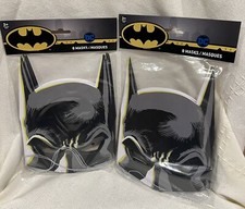 2 BATMAN BIRTHDAY PARTY MASKS/MASQUES 8-Pack Each DC Comics - BRAND NEW