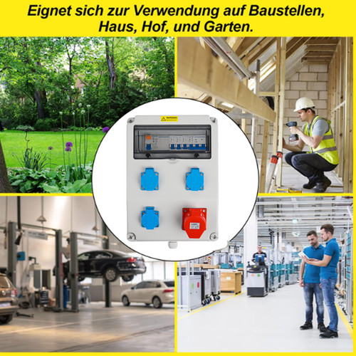 Baustromverteiler Wandverteiler Schuko CEE Steckdose Stromverteiler 16A 32A DE - Afbeelding 10 van 36