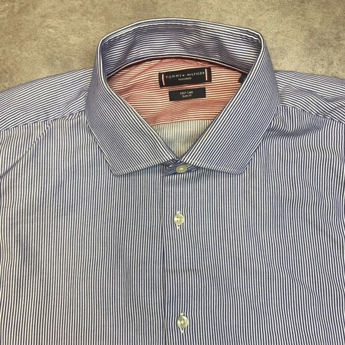 Tommy Hilfiger Shirt Mens Large Y2K Long Sleeve Button Up Striped Top, Blue - 第 6/11 張圖片