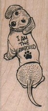 I Am The Grandchild 1 1/2 x 3 1/4" Rubber Stamp, Dog Stamp, Dog Lover Stamp