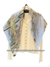 18 Momme Twill Silk Wrap Scarf Dream Horse Print Double Face Square Shawl 35"