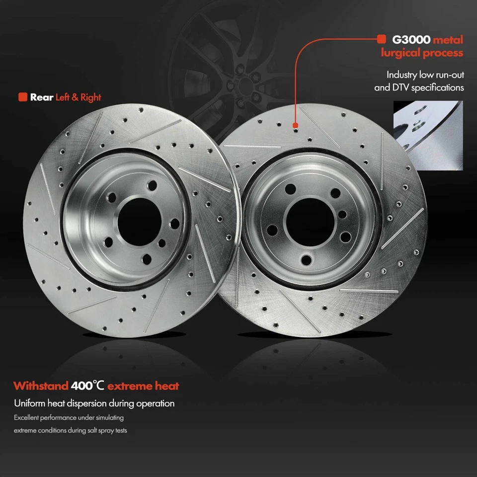 2x Drilled Brake Rotors for BMW Alpina B6 xDrive Gran Coupe 535i 640i 740i Rear - Image 3 of 4