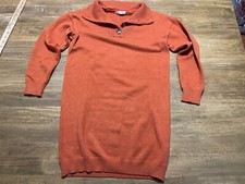 Kirundo Dress, Women's Size Medium, Orange, 1/4 Buttons, Knit, Sweater