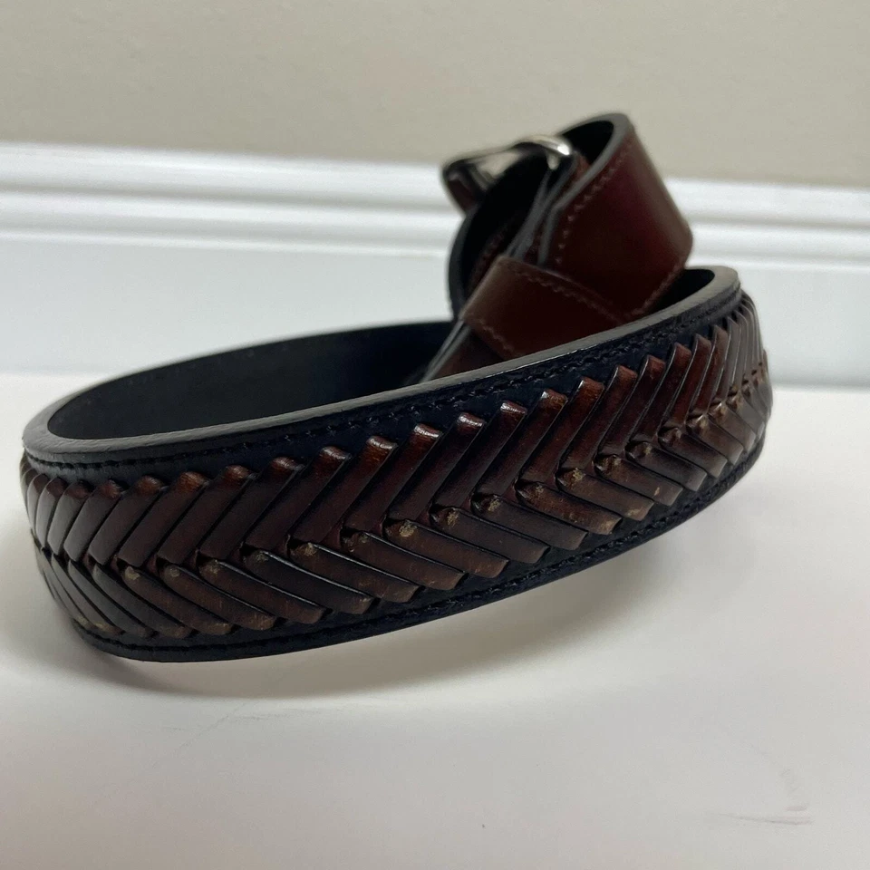 Cinturón Nocona Western Dos Tonos Negro Marrón Flecha Cordones N2475107 Talla 38 Foto 2 de 4