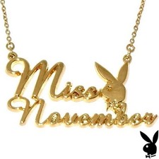 Playboy Necklace MISS NOVEMBER Bunny Pendant Gold Plated Playmate of the Month
