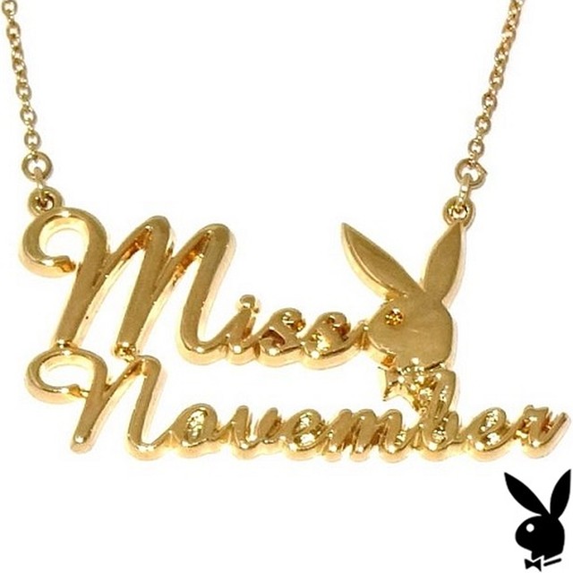 Playboy Necklace MISS NOVEMBER Bunny Pendant Gold Plated Playmate of the Month